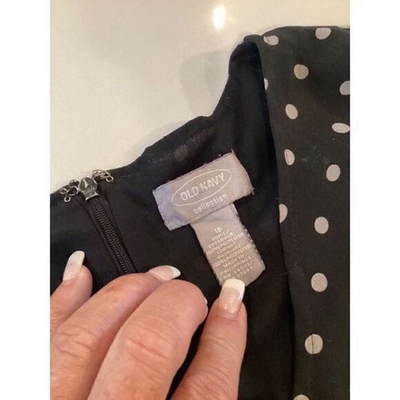 Old Navy Collection Womens Polka Dot Dress Sz 18 Black Lined - Picture 5 of 9